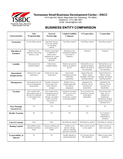 BUSINESS ENTITY COMPARISON