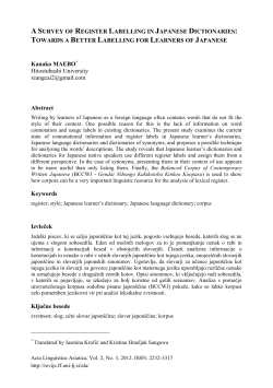A SURVEY OF REGISTER LABELLING IN JAPANESE DICTIONARIES