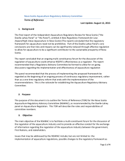 Nova Scotia Aquaculture Regulatory Advisory Committee Terms of