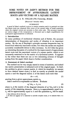 some notes on jahn`s method for the improvement of approximate