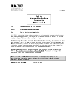2016 Chapter Board of Directors Call for Nominations