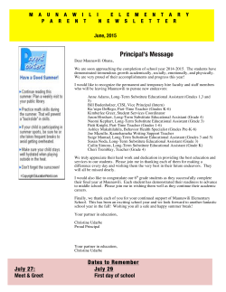 Principal`s Message - Maunawili Elementary School