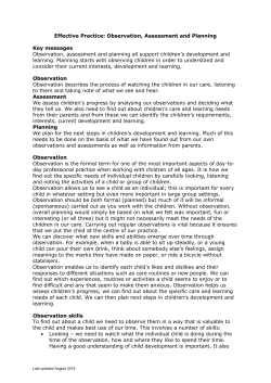 Effective Practice: Observation, Assessment and Planning
