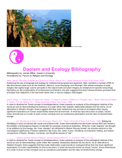 Daoism and Ecology Bibliography - The Yale Forum on Religion