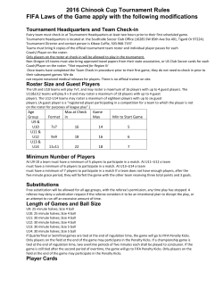 2016 Chinook Cup Tournament Rules FIFA Laws