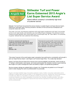 Stillwater Turf and Power Earns Esteemed 2015 Angie`s List Super