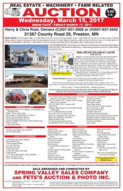 ROOT Auction Wednesday March 15, 2017 21387 County Road 20