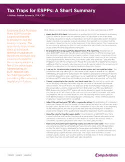 Tax Traps for ESPPs: A Short Summary