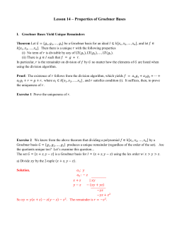 Lesson 14 &ndash; Properties of Groebner Bases