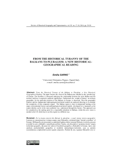 from the historical tyranny of the balkans to pluralism: a new