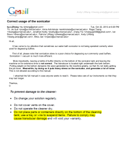 Correct usage of the sonicator