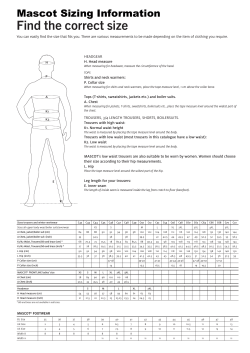 Mascot Sizing Information