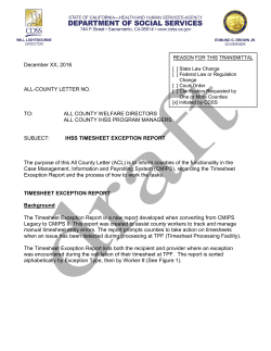 December XX, 2016 ALL-COUNTY LETTER NO. TO: ALL COUNTY