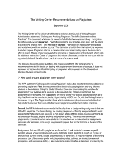 The UM Writing Center Statement on Plagiarism