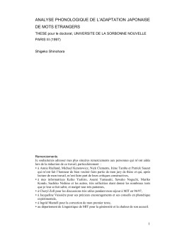 analyse phonologique de l`adaptation japonaise de mots etrangers