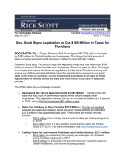Gov. Scott Signs Legislation to Cut $180 Million in Taxes for Floridians