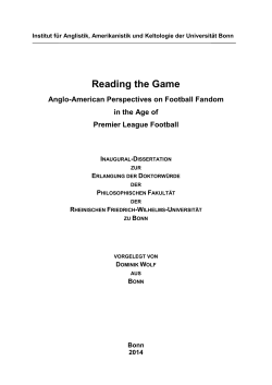 Reading the Game - Anglo-American Perspectives on Football