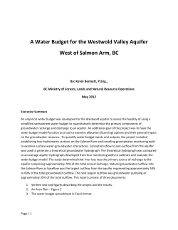 A Water Budget for the Westwold Valley Aquifer West of Salmon Arm
