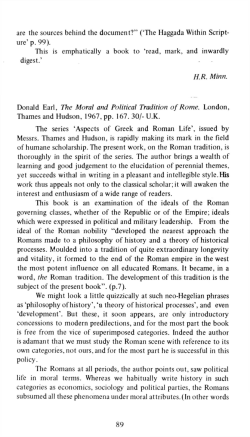 HR Minn. The Moral and Political Tradition of Rome.