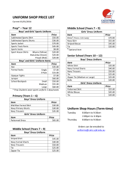 UNIFO ORM SHO OP PRIC CE LIST