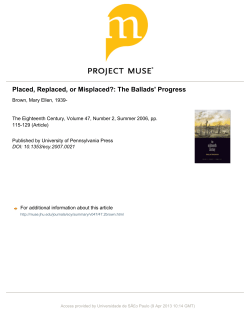 Placed, Replaced, or Misplaced?: The Ballads` Progress