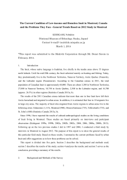 The Current Condition of Low-income and Homeless Inuit in