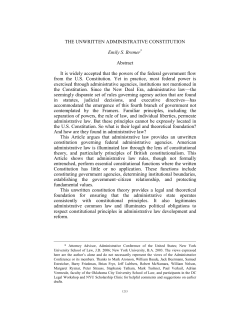 THE UNWRITTEN ADMINISTRATIVE CONSTITUTION Emily S