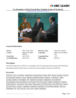 Co-Founders of First Earth Day Explain Goals of Teach-In