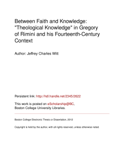 Between Faith and Knowledge: "Theological Knowledge" in Gregory