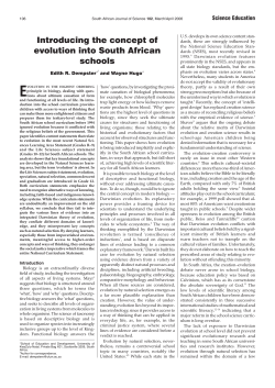 Introducing the concept of evolution into South African schools