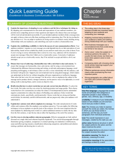 Quick Learning Guide Chapter 5 - Business Communication Network