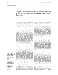 Evidence based medicine and evaluation of mental health services