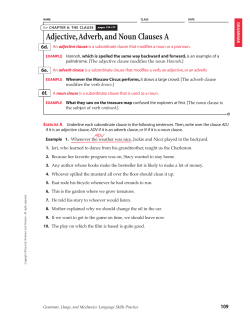 Adjective, Adverb, and Noun Clauses A