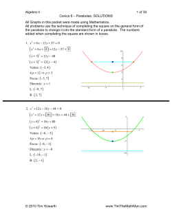 Conics 6 - Parabolas SOLUTIONS