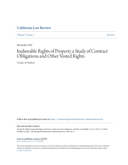 Inalienable Rights of Property a Study of Contract Obligations and