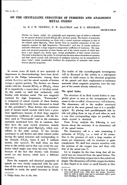 on the crystalline structure of ferrites and analogous metal