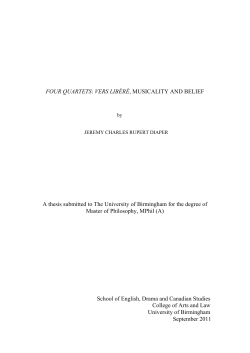 Four Quartets: vers libéré, musicality and belief