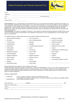 Medical Evaluation and Physician Approval Form