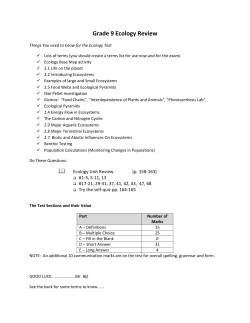 Grade 9 Ecology Review