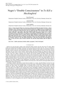 Negro`s “Double Consciousness” in To Kill a Mockingbird