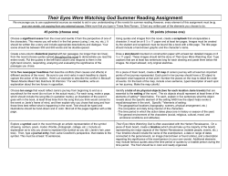 Their Eyes Were Watching God​ Summer Reading Assignment