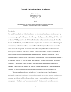 Economic Nationalisms in the New Europe