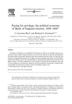 Paying for privilege: the political economy of Bank of England