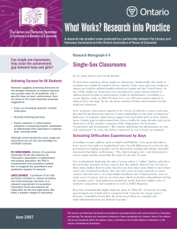 Single-Sex Classrooms - Ministry of Education