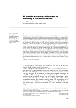 All models are wrong: reflections on becoming a systems scientist&dagger;
