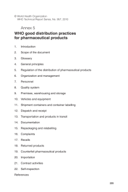 Annex 5 WHO good distribution practices for pharmaceutical products