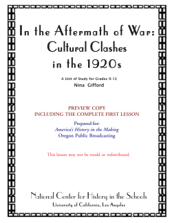 In the Aftermath of War: Cultural Clashes of the Twenties