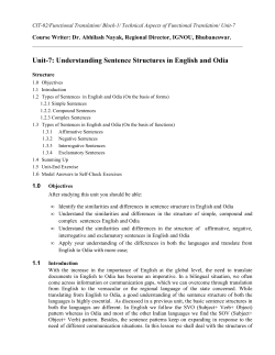 Understanding Sentence Structures in English and Odia [CIT