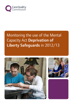 Monitoring the use of the Mental Capacity Act Deprivation of Liberty