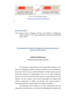 The Politics of Indigenous Representation in the Andes. Pittsburgh